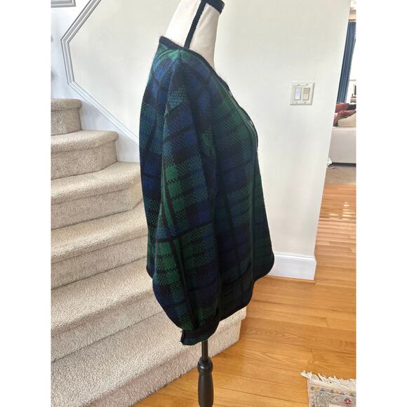 Vintage Tally Ho Green Black Blackwatch Plaid Tartan Button Cardigan - Picture 3 of 6
